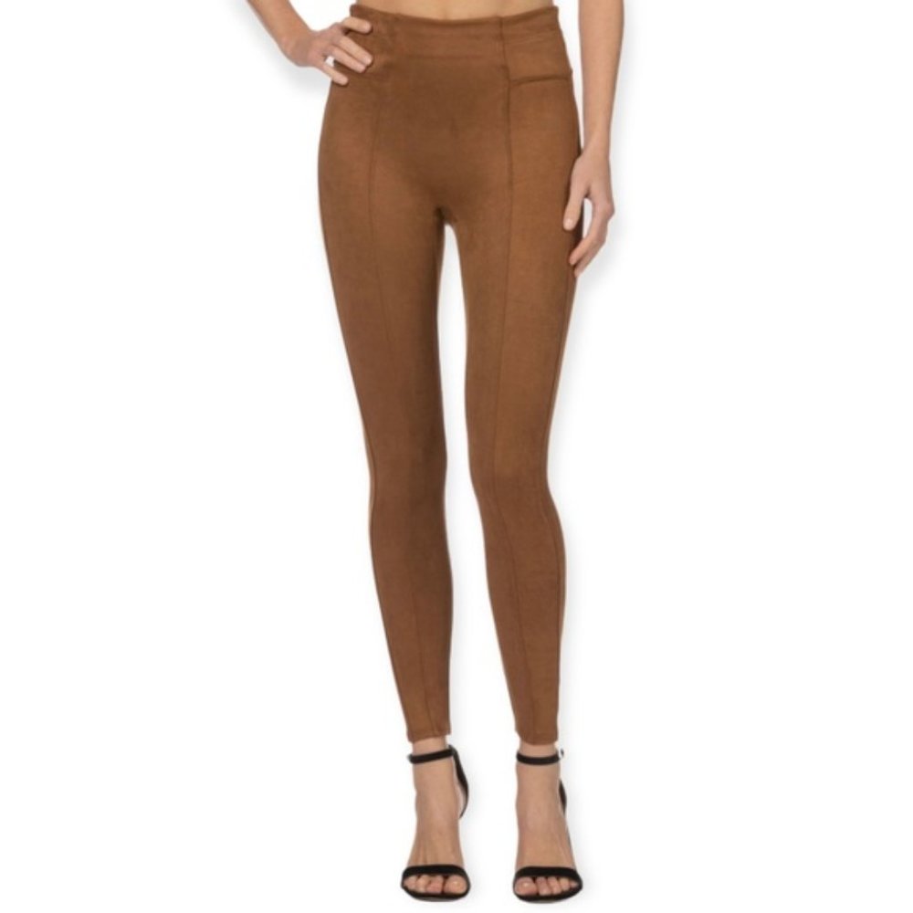 Spanx Faux Suede Leggings in Color Rich Carmel SZ S